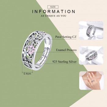BAMOER Fashion 925 Sterling Silver Daisy Flower amp; Infinity Love Pave Finger Rings for Women Wedding Engagement Jewelry SCR390