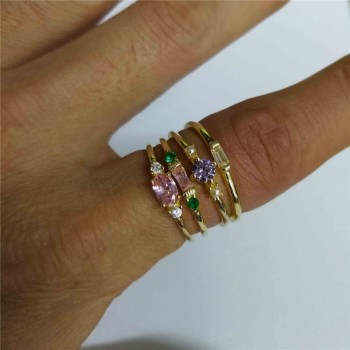 Yobest 2019 New Fashion 4pcs/set Gold Color Plating Simple Boho Rings Women Zircon bohemian Engagement Rings