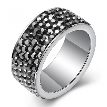 5 Row Lines Clear Crystal Jewelry Fashion Stainless Steel Engagement Rings