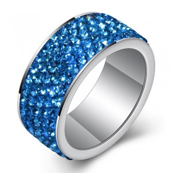 5 Row Lines Clear Crystal Jewelry Fashion Stainless Steel Engagement Rings