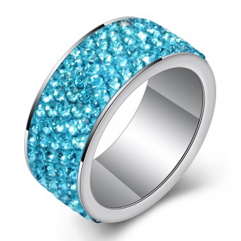 5 Row Lines Clear Crystal Jewelry Fashion Stainless Steel Engagement Rings