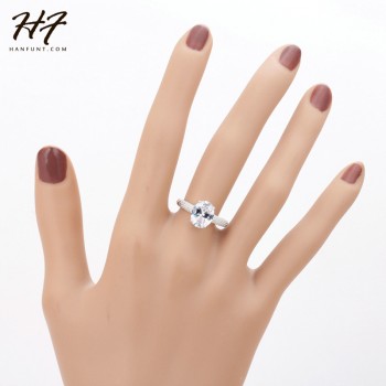 Top Quality Four Claw Oval CZ Crystal Rose Gold Color Wedding Ring Made with Austrian Crystals Wholesale R427 R428
