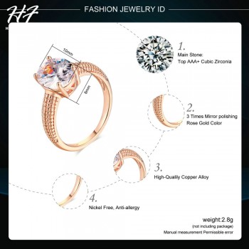 Top Quality Four Claw Oval CZ Crystal Rose Gold Color Wedding Ring Made with Austrian Crystals Wholesale R427 R428