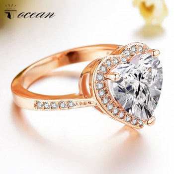 Tocean Rose Gold Color Wedding Ring for Women Heart Cute LOVE Zircon Engagement Femme Bijoux Bague Size 5 6 7 8 9 10 11 12 W013