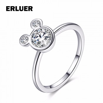 Fashion Rings For Women Girl CZ Cubic zirconia Wedding Mickey Shape Finger Ring Party Valentines Gifts Bague Wholesale Jewelry