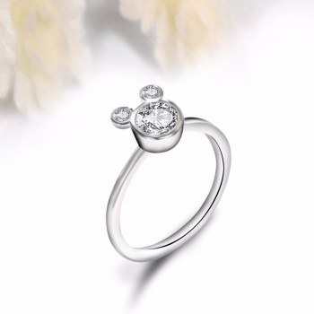 Fashion Rings For Women Girl CZ Cubic zirconia Wedding Mickey Shape Finger Ring Party Valentines Gifts Bague Wholesale Jewelry