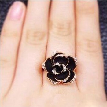 Hot Sale Fashion Jewelry Rings  Black Rose Flower Opening Rings Index Finger Adjustable Rings For Woman Free Shipping