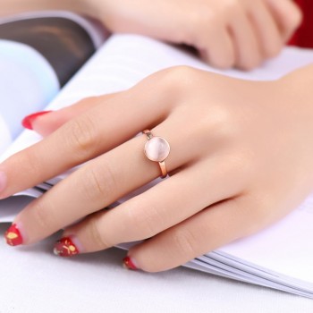 USTAR White stone Wedding Rings for women Jewelry Rose Gold color engagement Rings female Anel bijoux party gift top quality