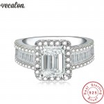 Vecalon Iconic Allure Promise Ring 925 sterling silver Baguette AAAAA Zircon Cz Engagement Wedding band rings for women Jewelry