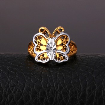U7 Elegant Butterfly Engagement Ring Gold Color Trendy Wedding Bands Rings For Women Gift Box R366