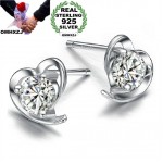 OMHXZJ Wholesale Fashion girl woman jewelry AAA zircon Amethyst purple heart 925 Sterling silver Stud earrings YS16