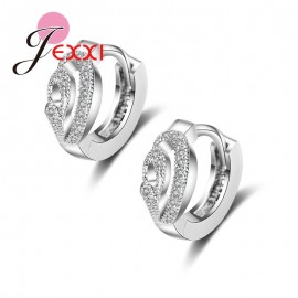 Jemmin Best Deal New Good Quality 925 Sterling Sliver Women Earrings Silver Crystal Hollow Design Stud Earring Valentines Day