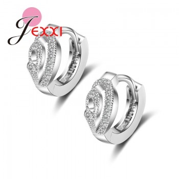 Jemmin Best Deal New Good Quality 925 Sterling Sliver Women Earrings Silver Crystal Hollow Design Stud Earring Valentines Day