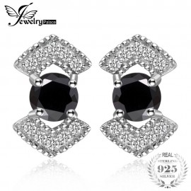 JewelryPalace Elegant 0.73 ct Genuine Black Spinel Studs Earrings 925 Sterling Silver Fine Jewelry For Women New Trendy Earrings