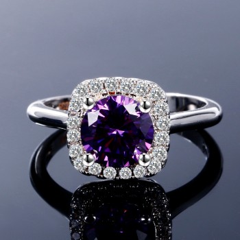 New Trendy 2018 Hot Sale Wedding Rings Natural Amethyst Ring For Women Fashion 925 Silver Jewelry With Gemstone Party Gift