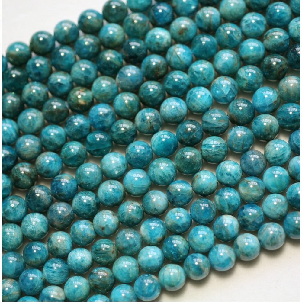 Free shipping (2 strands/set) natural Cost-effective 8mm blue apatite smooth round loose gemstone beads for jewelry making diy
