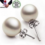 OMHXZJ Wholesale Sweet girl boy Fashion jewelry woman pure natural shell freshwater pearl 925 Sterling silver Stud Earrings YS01