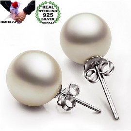 OMHXZJ Wholesale Sweet girl boy Fashion jewelry woman pure natural shell freshwater pearl 925 Sterling silver Stud Earrings YS01