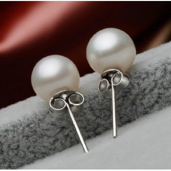 OMHXZJ Wholesale Sweet girl boy Fashion jewelry woman pure natural shell freshwater pearl 925 Sterling silver Stud Earrings YS01
