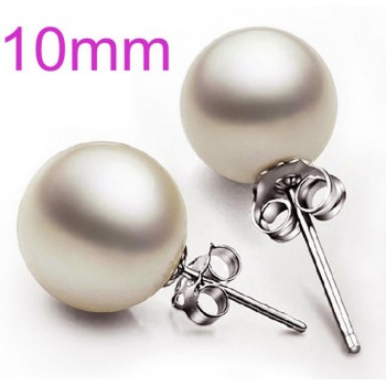 OMHXZJ Wholesale Sweet girl boy Fashion jewelry woman pure natural shell freshwater pearl 925 Sterling silver Stud Earrings YS01