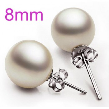 OMHXZJ Wholesale Sweet girl boy Fashion jewelry woman pure natural shell freshwater pearl 925 Sterling silver Stud Earrings YS01