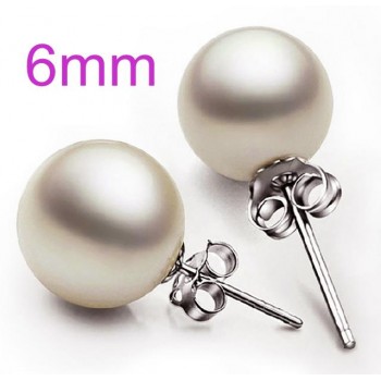 OMHXZJ Wholesale Sweet girl boy Fashion jewelry woman pure natural shell freshwater pearl 925 Sterling silver Stud Earrings YS01