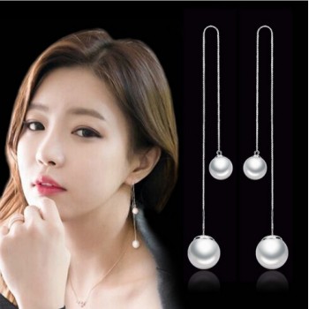 OMHXZJ Wholesale Sweet girl boy Fashion jewelry woman pure natural shell freshwater pearl 925 Sterling silver Stud Earrings YS01