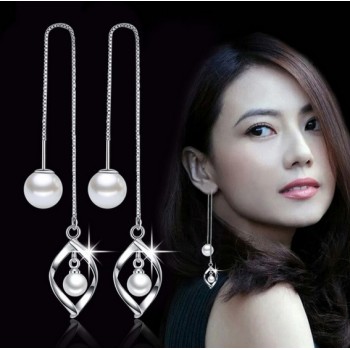 OMHXZJ Wholesale Sweet girl boy Fashion jewelry woman pure natural shell freshwater pearl 925 Sterling silver Stud Earrings YS01