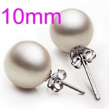 OMHXZJ Wholesale Sweet girl boy Fashion jewelry woman pure natural shell freshwater pearl 925 Sterling silver Stud Earrings YS01