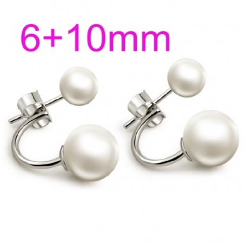 OMHXZJ Wholesale Sweet girl boy Fashion jewelry woman pure natural shell freshwater pearl 925 Sterling silver Stud Earrings YS01