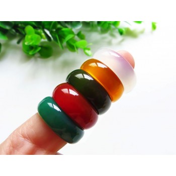 Natural red agate  finger green green black and white yellow ring fashion jade large ring male 12#