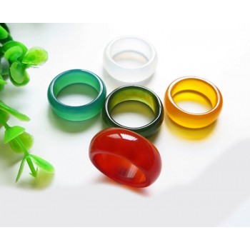 Natural red agate  finger green green black and white yellow ring fashion jade large ring male 12#