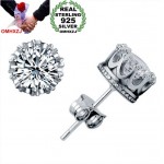 OMHXZJ Wholesale Fashion jewelry Crown natural crystal AAA zircon 925 Sterling Silver Stud Earrings YS29
