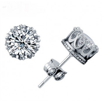 OMHXZJ Wholesale Fashion jewelry Crown natural crystal AAA zircon 925 Sterling Silver Stud Earrings YS29