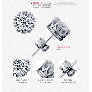 OMHXZJ Wholesale Fashion jewelry Crown natural crystal AAA zircon 925 Sterling Silver Stud Earrings YS29