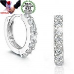 OMHXZJ Wholesale Fashion jewelry circular Elegant girl woman single row drill AAA zircon 925 Sterling silver Stud Earrings YS24