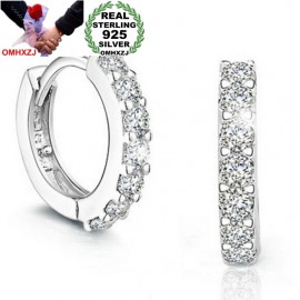OMHXZJ Wholesale Fashion jewelry circular Elegant girl woman single row drill AAA zircon 925 Sterling silver Stud Earrings YS24