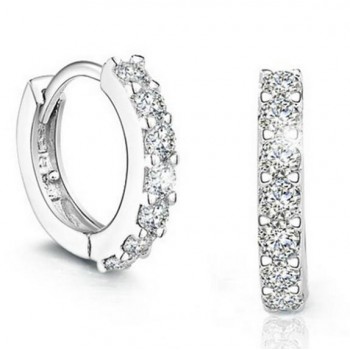 OMHXZJ Wholesale Fashion jewelry circular Elegant girl woman single row drill AAA zircon 925 Sterling silver Stud Earrings YS24