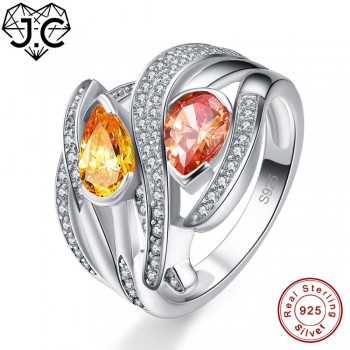 J.C  Charms Accessory Amethyst Morganite Citrine Pink White Topaz 925 Sterling Silver Ring Size 6 7 8 9 Wedding Fine Jewelry