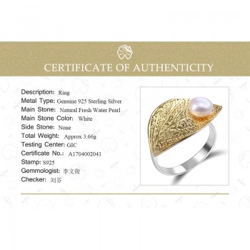 Lotus Fun Real 925 Sterling Silver Natural Pearl Handmade Designer Fine Jewelry Creative Open Ring Leaf Rings for Women Bijoux
