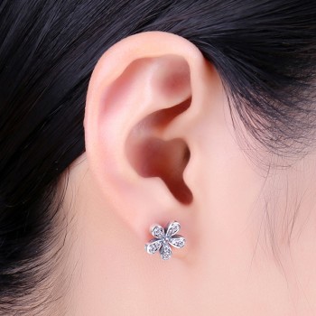 Jewelrypalace 925 Sterling Silver Earrings Cubic Zirconia Stud Earrings Unique Design Fashion Jewelry Dazzling Daisy Gifts New