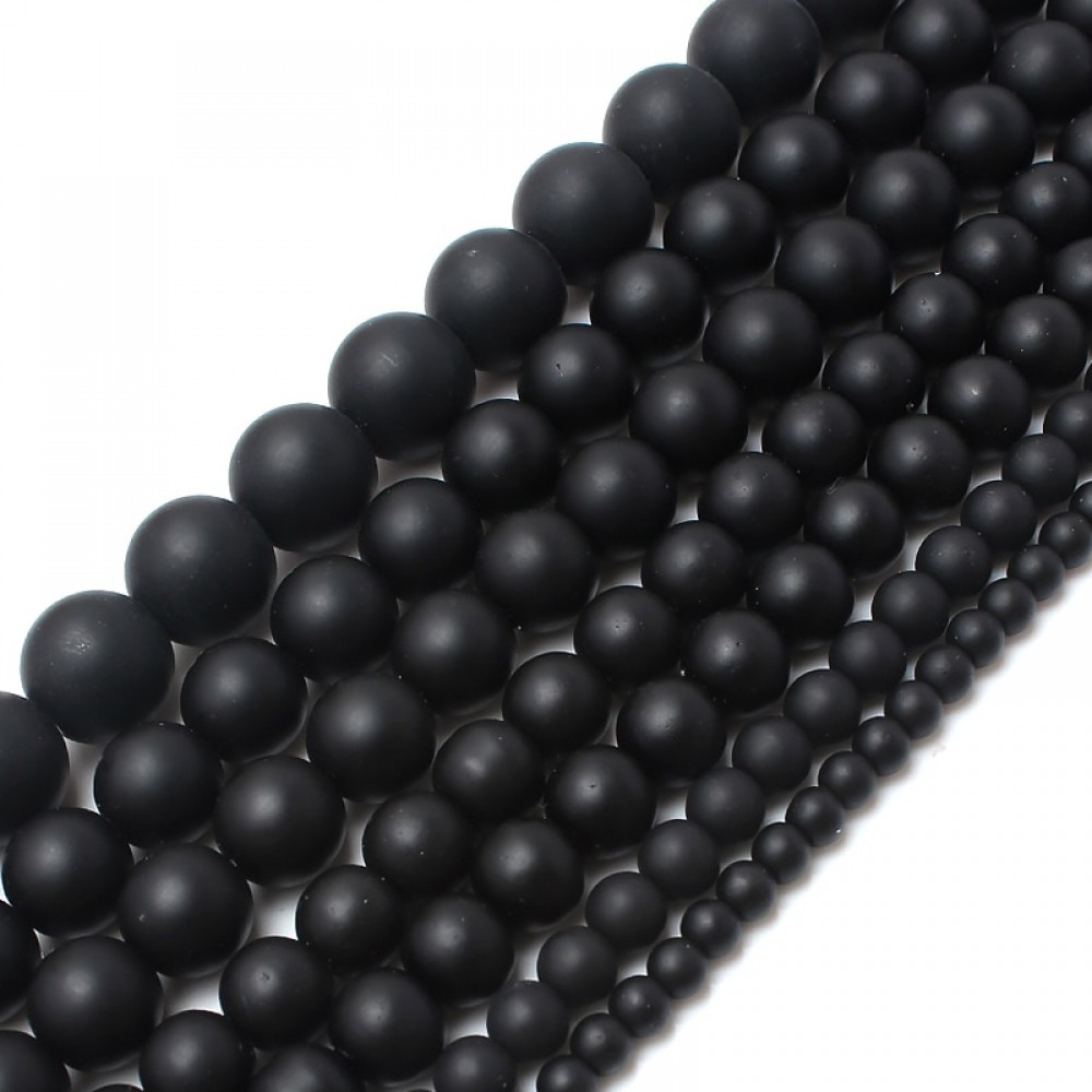 Smooth round black Dull Polish Matte Onyx Agates 15.5 Natural Stone Beads 4 6 8 10 12 14mm Pick Size For Jewelry Making-F00059