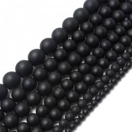 Smooth round black Dull Polish Matte Onyx Agates 15.5 Natural Stone Beads 4 6 8 10 12 14mm Pick Size For Jewelry Making-F00059