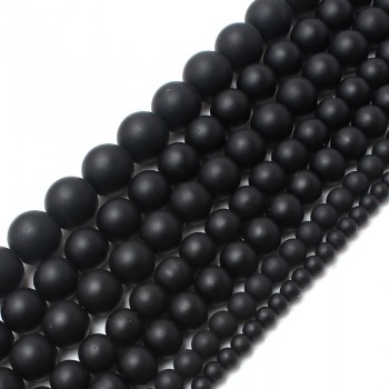 Smooth round black Dull Polish Matte Onyx Agates 15.5 Natural Stone Beads 4 6 8 10 12 14mm Pick Size For Jewelry Making-F00059