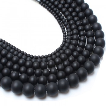 Smooth round black Dull Polish Matte Onyx Agates 15.5 Natural Stone Beads 4 6 8 10 12 14mm Pick Size For Jewelry Making-F00059