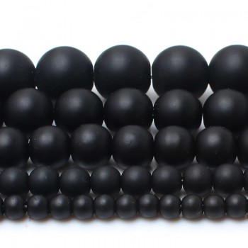 Smooth round black Dull Polish Matte Onyx Agates 15.5 Natural Stone Beads 4 6 8 10 12 14mm Pick Size For Jewelry Making-F00059