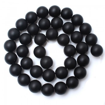 Smooth round black Dull Polish Matte Onyx Agates 15.5 Natural Stone Beads 4 6 8 10 12 14mm Pick Size For Jewelry Making-F00059