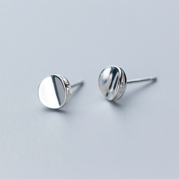 INZATT Personality Geometric Round Glossy Minimalist Stud Earrings Fashion 925 Sterling Silver Fine Jewelry For Women Party Gift