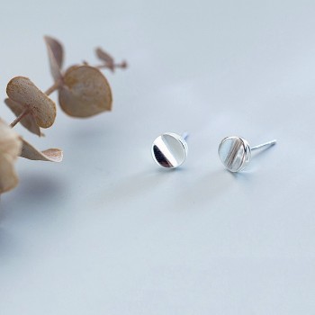 INZATT Personality Geometric Round Glossy Minimalist Stud Earrings Fashion 925 Sterling Silver Fine Jewelry For Women Party Gift