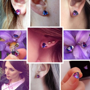 CZCITY Luxury Rainbow Topaz Stud Earrings Real 100% 925 Sterling Silver Fashion Women Earring Jewelry Wholesale